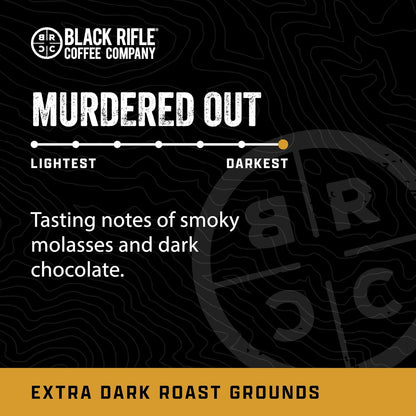 Ground Coffee Dark Roast - Roasted Blend Made from Pure Arabica Beans - Colombian & Brazilian Beans - Veteran Founded & American Made (Murdered Out, 12Oz Bag)